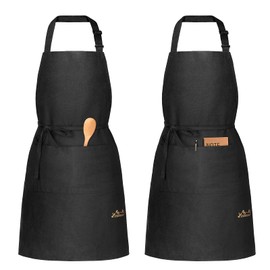 Viedouce 2-Pack of Waterproof Cooking Aprons with Pockets, Adjustable Kitchen and BBQ Aprons