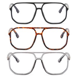 bullabulling 3 Pack Oversized Spring Hinge Reading Glasses for Women Men,Retro Blue Light Computer Reader Frame (black/demi/gray, 1.75, x)