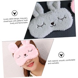minkissy 2pcs Plush Sleeping Eye Masks Cute Rabbit Blindfolds Soft Eye Covers for Travel Nap Relaxation Blocks Light Promotes Restful Sleep Pink Grey
