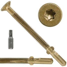 FMhotu #10 x 1-5/8" Trailer Deck Screws, Self-Tapping Sheet Wood Metal Screw, 120Pcs T25 Star Bits Reamer Tek Screws for Trailers, for Attaching Wood to Steel