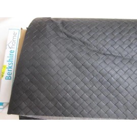 Berkshire Faux Leather Basket Weave PVC Fabric Black BTY Cotton Backed-Soft