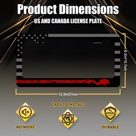 Diving Flag License Plate Frame American Diving Flag License Plate Stainless Steel Accessory Holder Colorful License Plate Decoration Men Women s Size 12.2" x 6.2" with Screws