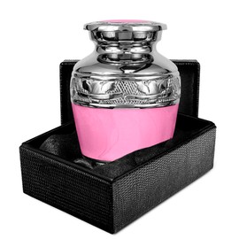Trupoint Memorials Small Urns for Human Ashes Keepsake, Decorative Mini Cremation Urn for Adult Men and Women, Small Light Pink with Silver Lining