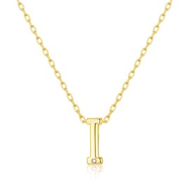 Philip Jones Gold Plated Initial Necklace Letter I Created with Zircondia® Crystals