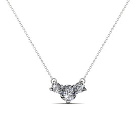 Cate & Chloe Calliope 18k White Gold Plated 3-Stone Pendant Necklace | Beautiful Sparkling Crystal Stones Silver Drop Necklace for Women, Metal, Cubic Zirconia