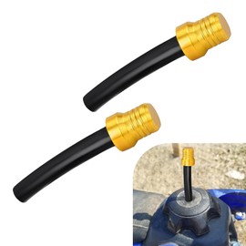 Zikefest 2PCS Gas Cap Vent Tube, Valve Vent Breather Hose Tube, CNC One-Way Tank Vent Tube with Aluminum Cap, for ATV Quad 4 Wheeler, Off-Road Motorcycle (Gold)
