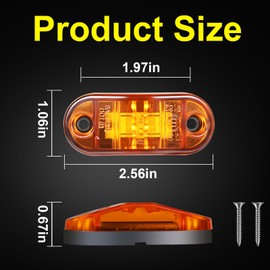 PSDRIQQ LED Trailer Lights Kit Front Rear Side Marker Clearance Indicators Light Lamp, 10Pack Amber + 10Pack Red DC12-24V 2.5" Waterproof Universal for RV Camper Truck Van Caravan Boat