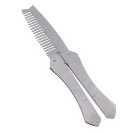 WOONEKY Stainless Steel Beard Comb Mustache Brush Men's Styling Tool Portable Folding Hair Comb