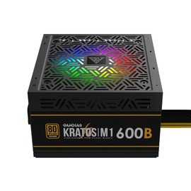 GAMDIAS 600W Bronze PSU, RGB Gaming PC Power Supplies 600W 80 Plus Bronze Certified 600 Watt PSU for Computers with Active PFC, Kratos M1-600B