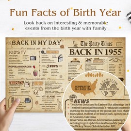 OLOSONG 70th Birthday Card Gifts for Men Women, Happy 70th Birthday Decoration, Back In 1955 70 year old Birthday Card For Mom Dad Her Him, Jumbo 8x10 Inch, Classy Vintage