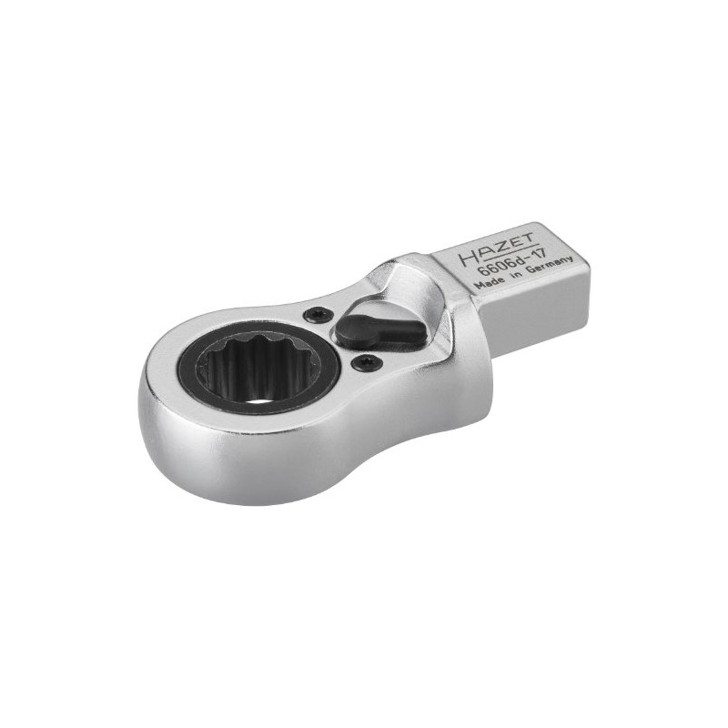 Hazet 6606D-17 Ratcheting Insert Box-end Wrench 17mm/14x18mm, Chrome-Plated, 17 mm/14
