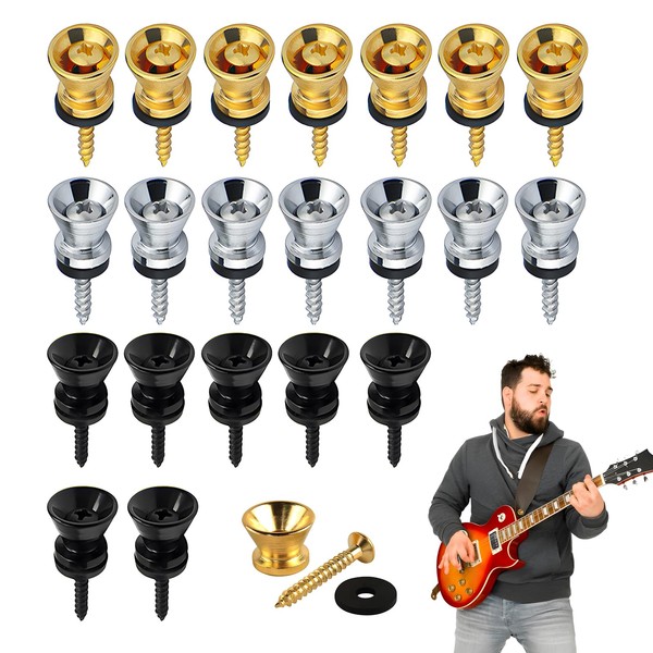 21PCS Guitar Strap Button, Non-Slip Bass Strap Locks End Pins