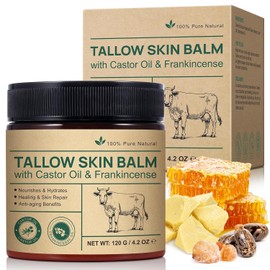 Sarga de carne alimentada con pasto para la piel humectante con aceite de ricino e incienso suave suaviza la piel natural orgánico batido y bálsamo de miel para el cuidado facial y corporal bálsamo de