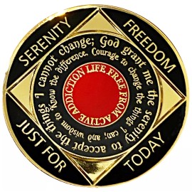 Simply Minimal NA 36 Year Medallion, Narcotics Anonymous Coin, Gold Color Plate