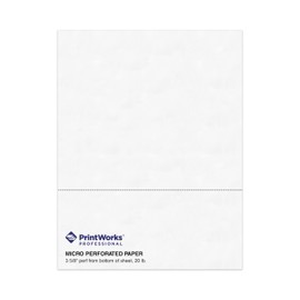 PrintWorks Professional 3 5/8" Horizontal Perforated Paper 8.5” x 11” - Perfect For W-2, 1099, & Statement Use - Made in the USA - 500 Sheets - 20 lb - Printer Compatible - White (04132)