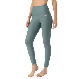 Ubestyle UPF 50+ High Waist Women's Swim Pants Swim Leggings Swimming Tights Rash Guard Pants Sun Protective, Myterious/Green, XX-Large