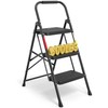 BONTEC 3-Step Ladder, Folding Step Stool, 600lbs Max Load Capacity,