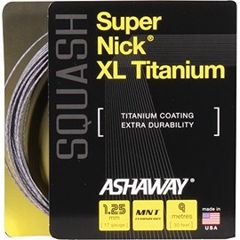 ASHAWAY Supernick XL Titanium Squash String, White/Grey, 9 m