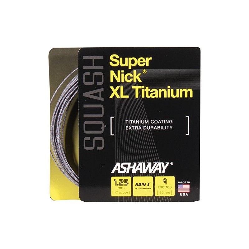 ASHAWAY Supernick XL Titanium Squash String, White/Grey, 9 m