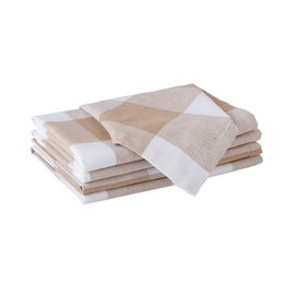 Encasa Kitchen Dish Towels Set | Hand and Tea Cloth for Cleaning & Quick Drying, X-large (28"x18") (4 Pc Set) Highly Absorbent - Eco-Friendly Cotton - Buffalo Beige Checks