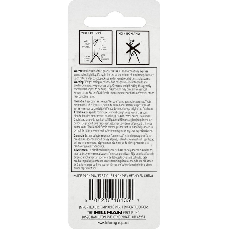 Hillman Hanging-Hardware 121050 Zinc Conventional Picture Hanger (50lb) 3 Pack,