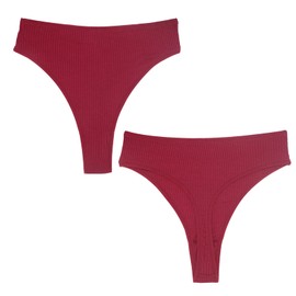 Amwounu High Waisted Cotton Thongs For Women Comfortable Breathable Athletics Underwear High Rise Hipster Panties Plus Size Red Green Black Pack of 6 Size M