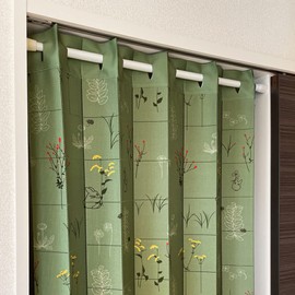 Noren Kobo 98333 Accordion Curtain, Ghibli, My Neighbor Totoro Patter Curtain, Room Divider, Curtain from Grass Shade, Green, Width 37.8 x Length 78.7 inches (96 x 200 cm)