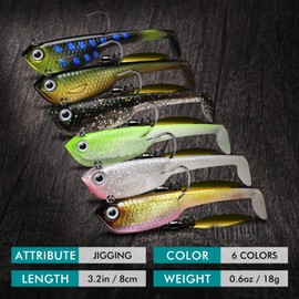 TRUSCEND Pre-Rigged Soft Fishing Lures, Well-Made Easy Catching Lures for Family Fishing, Great Action Swimbait with Spinner, All-Conditions Fishing Gear for Bass Trout Walleye, Crappie Fishing Jigs