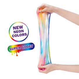 Oosh Slime Medium Foilbag 500g (4 Pack) by ZURU, Gooey Slime and Epic Stretchy Slime for Girls and Kids (Rainbow, Pink, Purple, Silver)