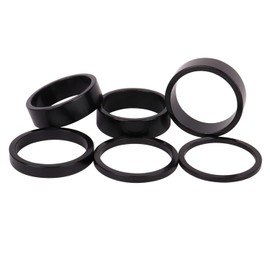 YANRUHFL Bike Headset Spacer, 6 Pack Aluminum Alloy, 1 1/8-Inch Stem, 2/3/5/10mm (Black)