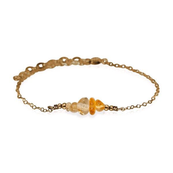 Citrine Chip Bead Bar Bracelet in Bronze
