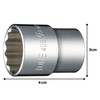 TONE Socket (12-point) 4DB-28 Drive Size 12.7mm (1/2") Hex Width