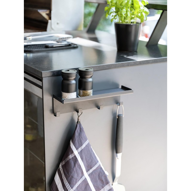 WENKO Ima Magnetic Hook Rack with Shelf, Metal with 4