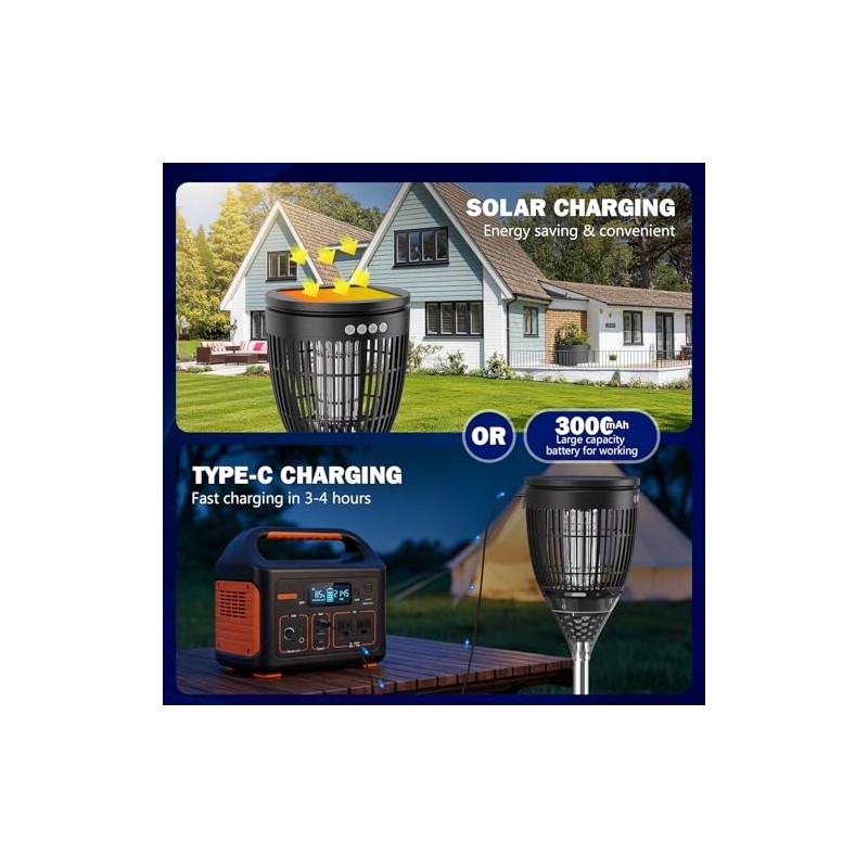 All in 1 Solar Bug Zapper Outdoor, Flame & Projection