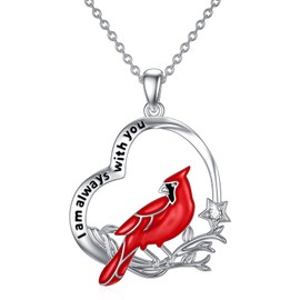 TOUPOP Cardinal Gifts Sterling Silver Cardinal Pendant Necklace Sympathy Memorial Jewelry for Women Mom Wife Her, Sterling Silver, No Gemstone