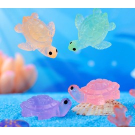 Haohaiblooms 8Pcs Mini Resin Turtles - Glow in The Dark Tiny Animal Figurines, Fairy Garden Decor, Terrarium Ornaments, Micro Landscape Crafts, Easter Gifts for Nature Lovers