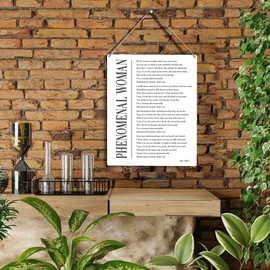 YCYD Inspirational Minimalist Decor Wall Art Phenomenal Woman Poem Wooden Hanging Sign Quotes Wall Art Minimalist Home Room Decor Feminist Decor Feminist Gifts Decoration 10x8 Inches