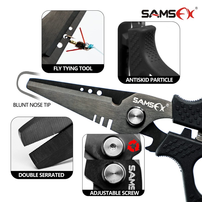 SAMSFX 6.5’’ Fishing Scissors with Non-Slip Grip Handles and Micro