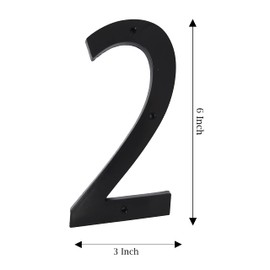 6 Inch House Numbers Home Address Street Number for Outdoor indoor Exterior Building Apartment Yard Farmhouse Black Hard Plastic UV resistant Number 2