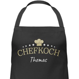 Geschenk mit Namen personalisiert by Shirtracer - Apron - Cooking Apron Men - Chef with Name I Gift for Chef, 2 Black