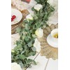 Famibay Artificial Eucalyptus Garland with Roses 1Pc 5.9Ft Greenery Garland