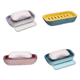 CHUANGOU 4 Stück Seifenhalter ohne Bohren，Seifenablage Doppelschichtiger，für Badezimmerzähler und Dusche.