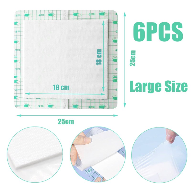 Large Waterproof Wound Dressings Pads, Incision Bandage Patch, Shower Wound