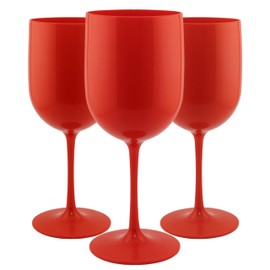 FOX&GRAPES Plastic Stemmed Wine Glasses | Unbreakable/Shatterproof, Reusable, Food Safe, Dishwasher Safe, For Birthday and Party, 16oz (Red, Set of 20)