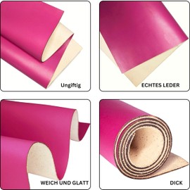 Kozmo Genuine Leather Sheets | Full Grain Leather | Color: Bright Pink | Thickness: 1.8-2.0mm | Size:30x30cm | Cowhide Sheet for Leathercraft, Repairs and Home Decoration