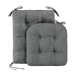 downluxe Indoor/Outdoor Rocking Chair Cushion Set, Tufted Comfortable Cushions for Rocking Chairs with Ties and Non-Slip Backing, Seat 17" x 17" x 3"/Back 21" x 17" x 3", Dark Grey, 2 Piece Set