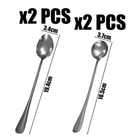 4 Spoons, Stainless Steel Long Hand Spoon, Kitchen Supplies, Mixing Spoon, Children's Small Spoon, Dining Table Supplies.