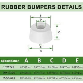 LifCratms 10 Pcs Cutting Board Feet, Round Non Slip White Rubber Feet Bumpers Pads with Stainless Steel Screws for Furniture Chair Cabinet Electronics, 0.31" x 0.6" (H x D)