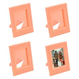 sourcing map 2 x 3 Picture Frame, 4 Pcs Mini Plastic Photo Frame Rustic Retro Photo Frame for Desktop Display Photos Paintings Landscape Posters Artwork, Orange