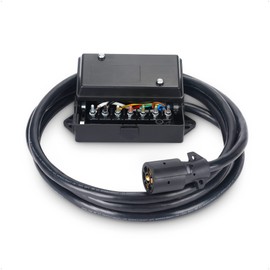 Cable Matters 7-Way Trailer Wire Harness 10ft with Junction Box for Trailer in Black - Inline Trailer Cord with 7-Gang Junction Box and 10 Feet Trailer Plug